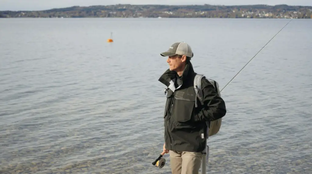 Fly fisherman wearing the Schoeffel Salar II Wading Jacket